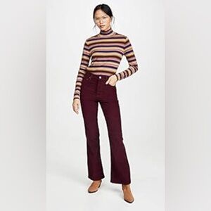 Levi's Ribcage Flare Wide Leg Cordoroy Pants High Rise Cowgirl Shiraz maroon 28